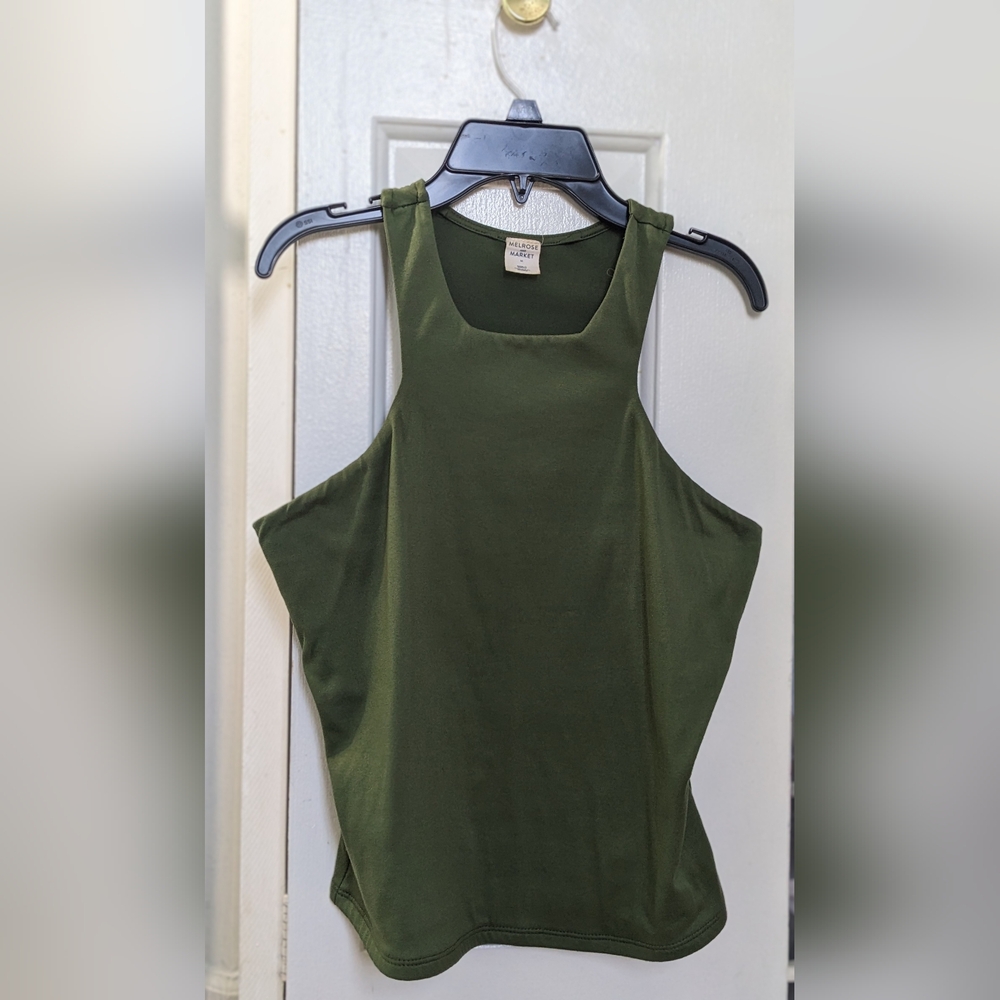 Melrose and Market Olive Green Square Neck Tank Top